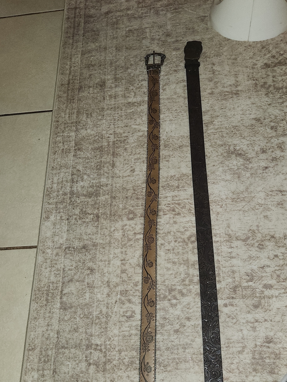 Tooled Leather Belts - Brown and Black Bundle